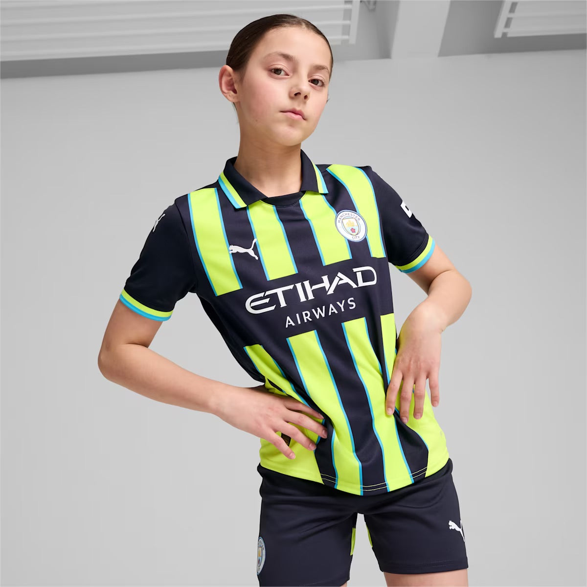 Manchester City FC 2024/25 Youth Away Soccer Jersey - Official Replica Kit for Kids & Teens - Perfect for Matches, Training & Fan Support