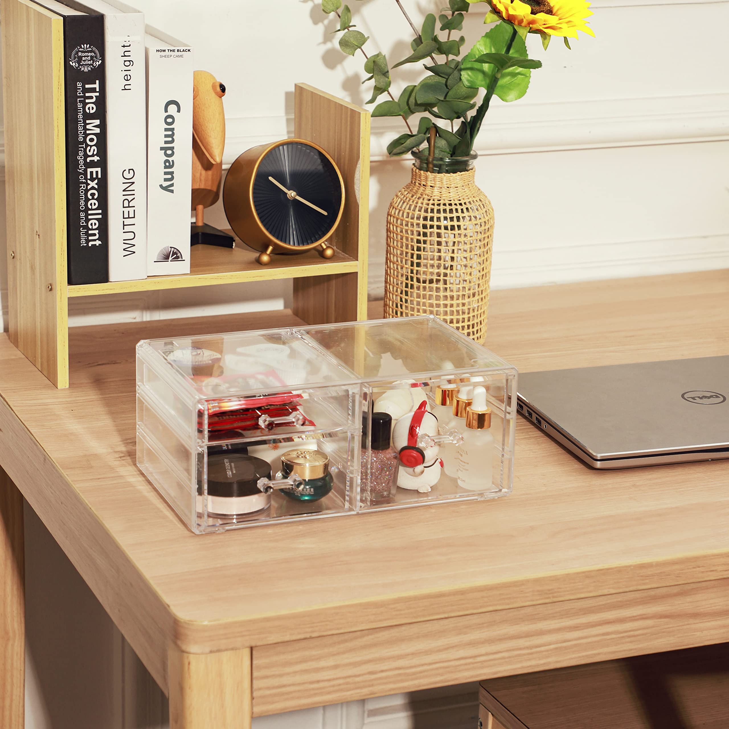 Clear Acrylic Stackable Storage Drawers - 3-Tier Desktop Organizer for Office, Jewelry, Makeup & Beauty Products | Perfect for Vanity, Hair Clips, Skincare & Desk Organization