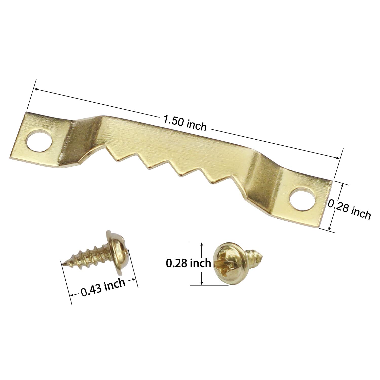 100 Pack Gold Sawtooth Picture Hangers with Screws - Heavy Duty Picture Hanging Hooks for Paintings, Photo Frames, Artwork & Wall Decor - Secure Hanging Solution for Home, Office & Gallery Displays