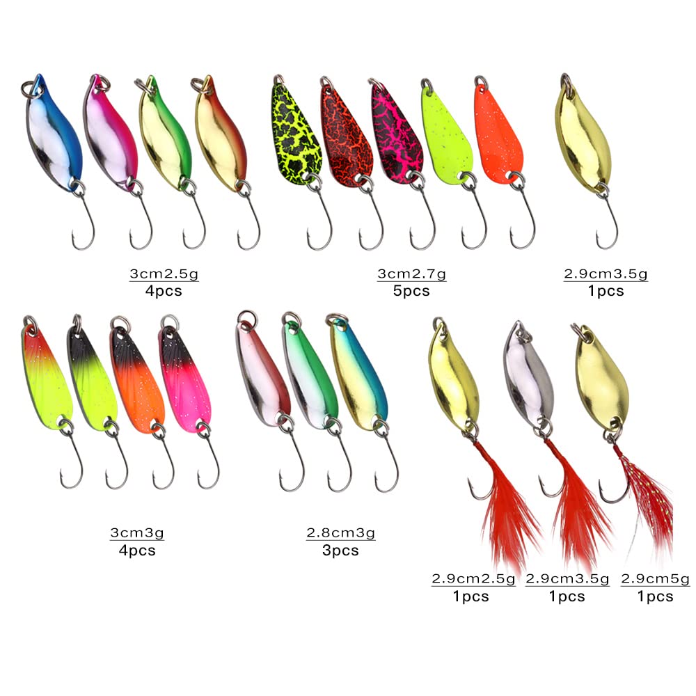 16pcs Spinnerbait Fishing Lure Set - Metal Spoons Baits for Trout, Bass, Walleye - Casting Spinner Fishing Lures with Storage Bag - Perfect for Freshwater Fishing, Lake & River Angling