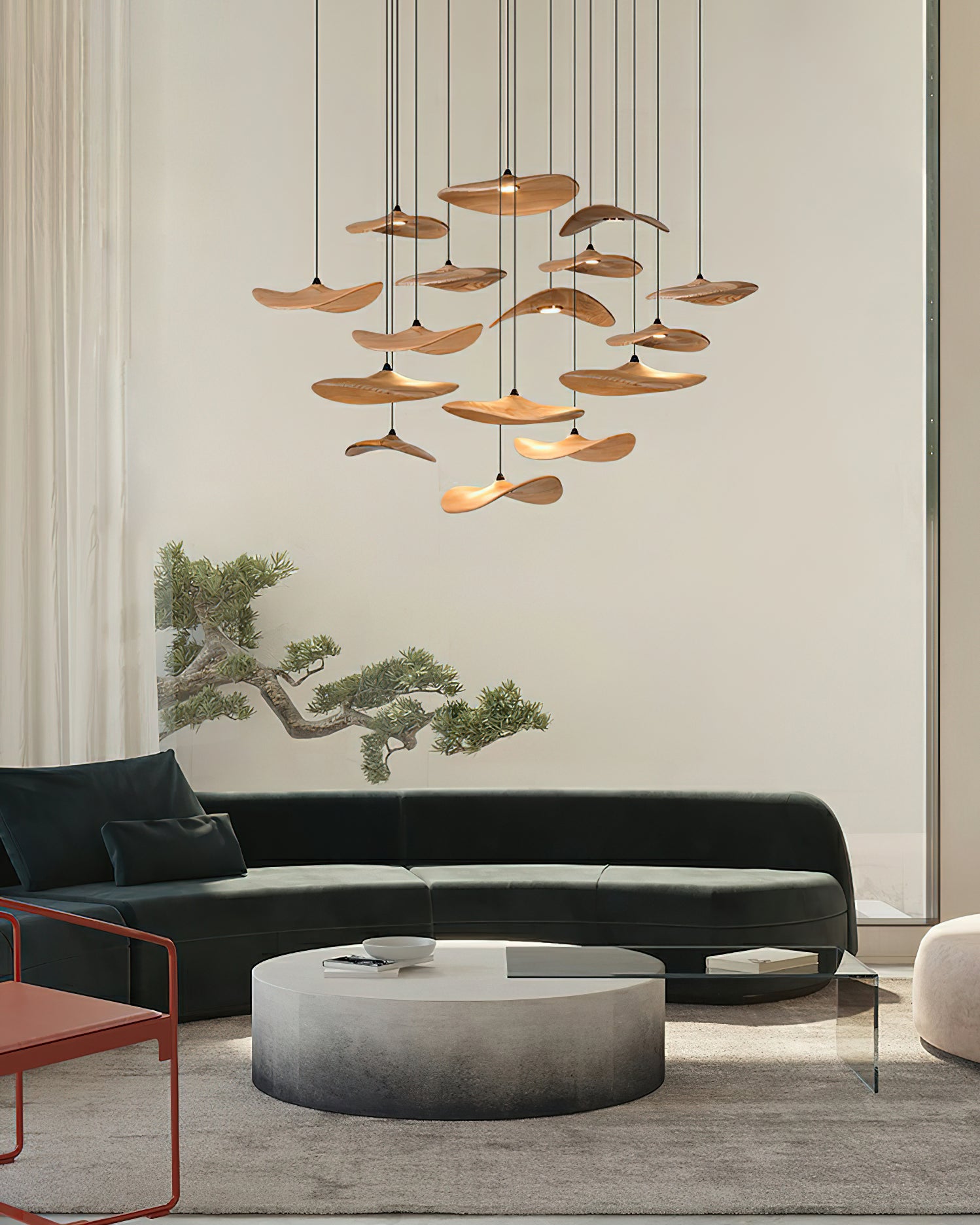 Modern Empty Leaf Chandelier - Elegant Gold Metal Pendant Light Fixture for Dining Room, Living Room & Bedroom | Perfect for Farmhouse, Boho & Contemporary Home Decor