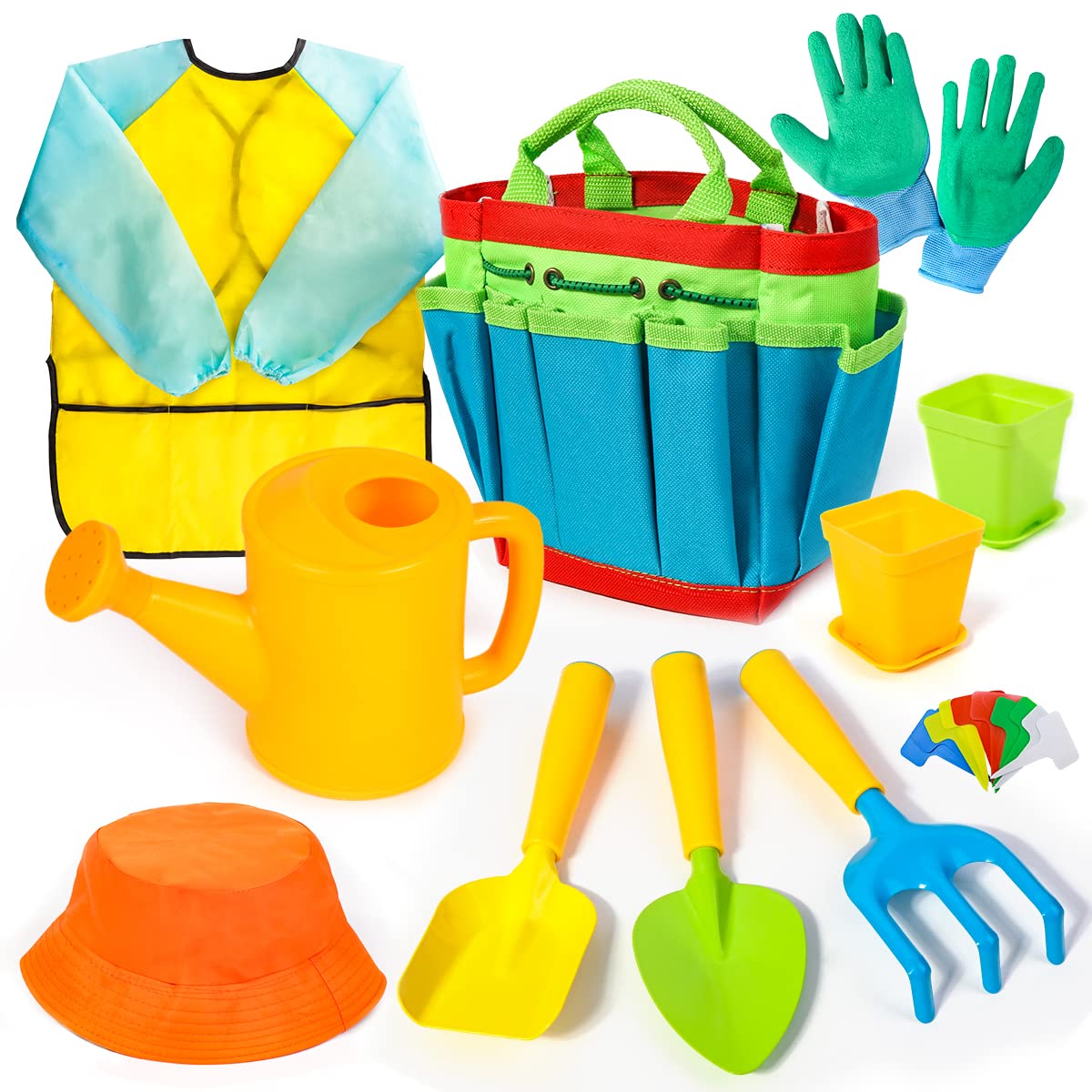 **Meland Kids Gardening Tools Set - Toddler Garden Kit with Shovel, Rake, Trowel, Watering Can & Gloves - Outdoor Educational Toys for Preschool Boys & Girls - Perfect for Backyard Play, Gardening Activities & Nature Exploration**