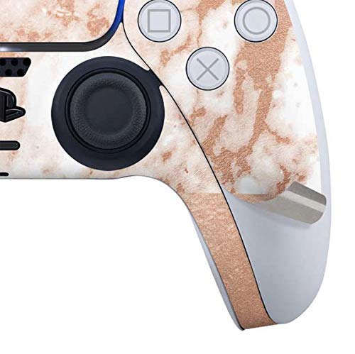 Premium Skinit Decal Gaming Skin for PS5 Controller - Elegant White Rose Gold Marble Design | Protective Cover for Enhanced Grip & Style | Perfect for Gamers & Collectors