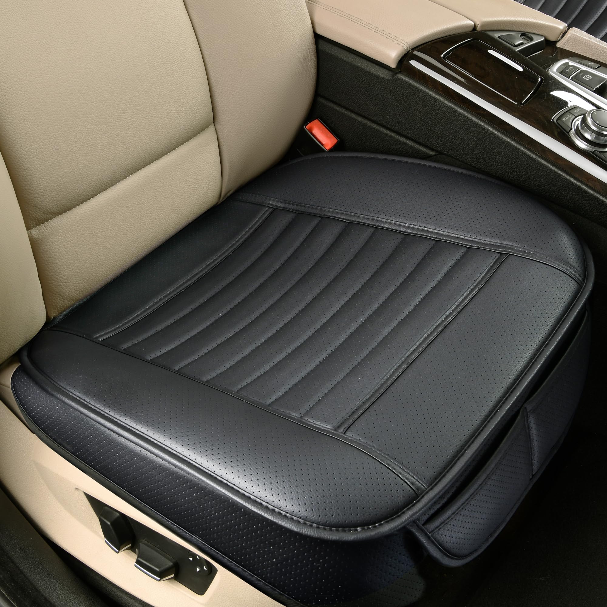 2-Piece Premium PU Leather Car Seat Covers - Anti-Slip Edge Wrapping Front Seat Protectors for Comfort & Style (Black) | Perfect for Sedans, SUVs & Trucks