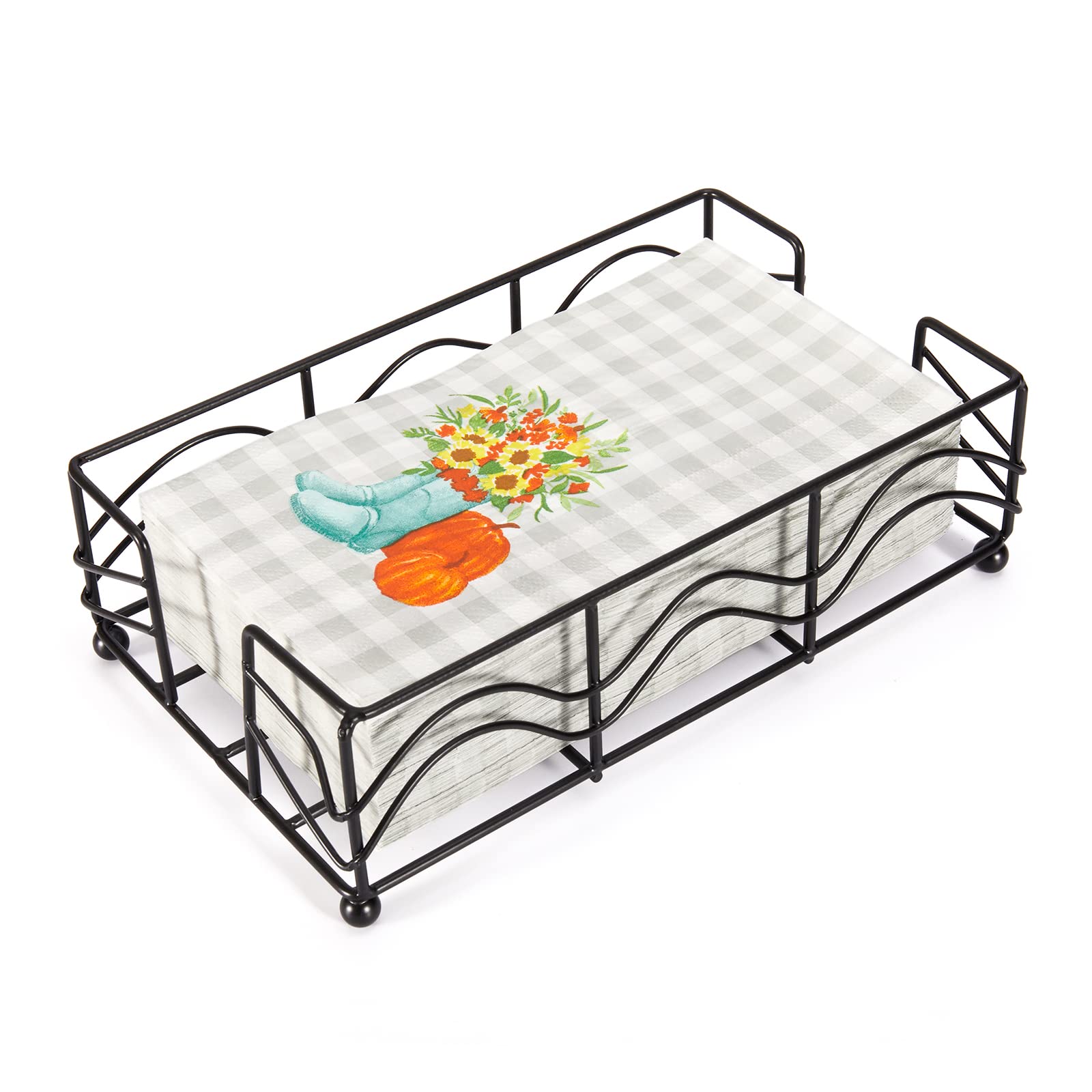 Elegant Black Disposable Paper Hand Towel Holder - Modern Napkin Storage Tray for Bathroom, Kitchen & Dining Table | Sturdy Guest Towel Napkin Organizer with Rectangle Design | Perfect for Parties, Restaurants and Home Decor