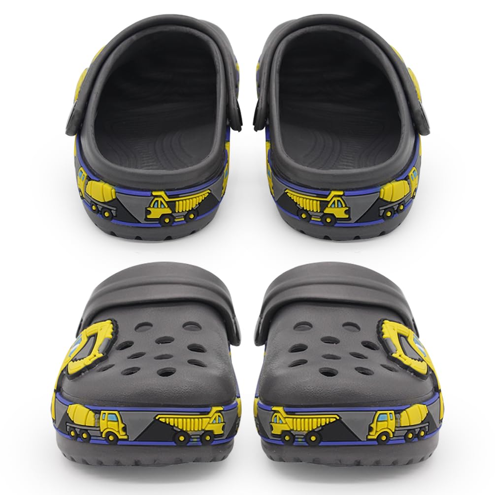 **FolHaoth Toddler Clogs - Cute Cartoon Excavator & Racecar EVA Sandals for Boys & Girls | Non-Slip Lightweight Breathable Slip-On Shoes for Indoor, Outdoor, Beach, Pool & Shower Play**