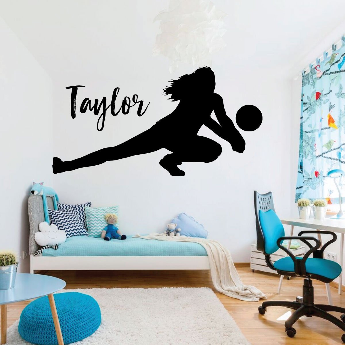 Personalized Volleyball Wall Decal - Custom Vinyl Sports Decor for Girls Bedroom, Playroom & Teen Room - Perfect for Sports Lovers & Athletes