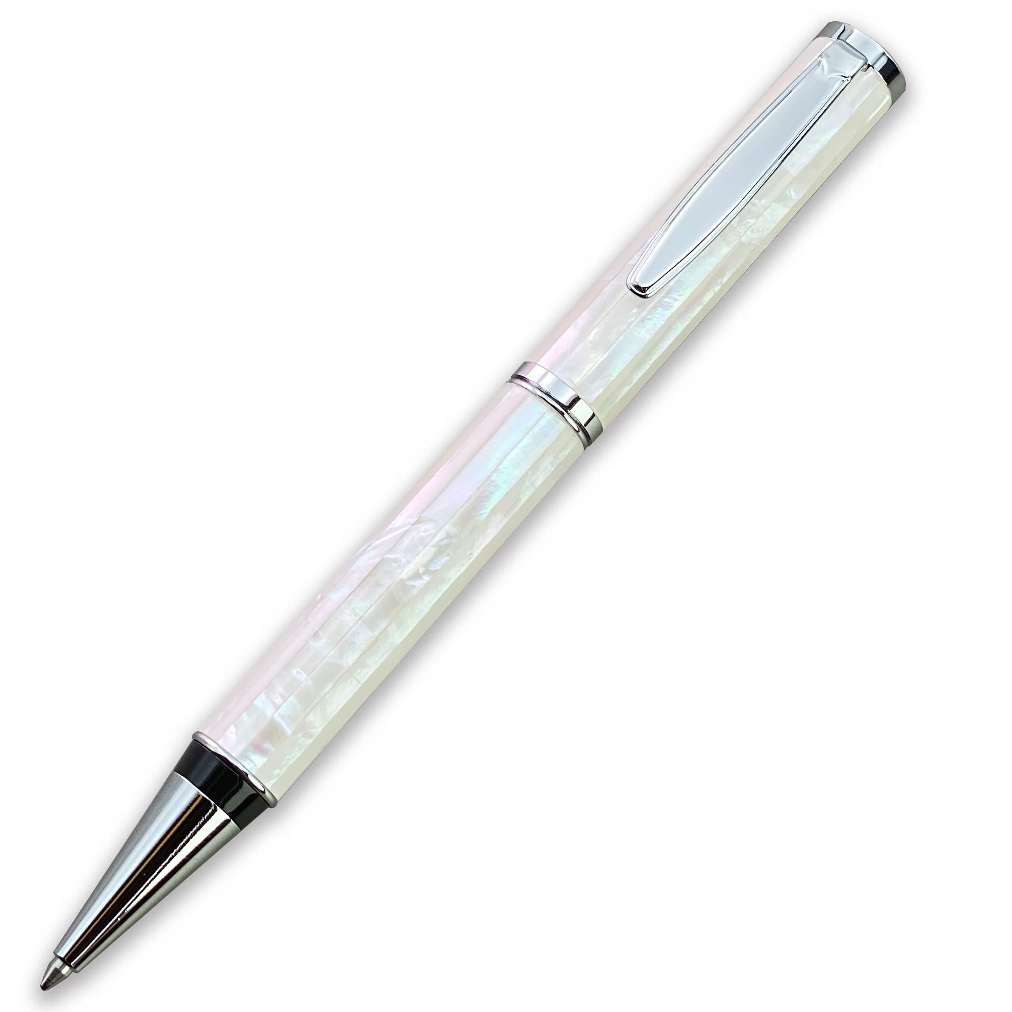 LACHIEVA LUX Handcrafted Mother of Pearl Ballpoint Pen with German P900M Refill - Luxury White Shell Executive Writing Pen for Men & Women in Premium Gift Box - Perfect for Office, Business Gifts & Special Occasions