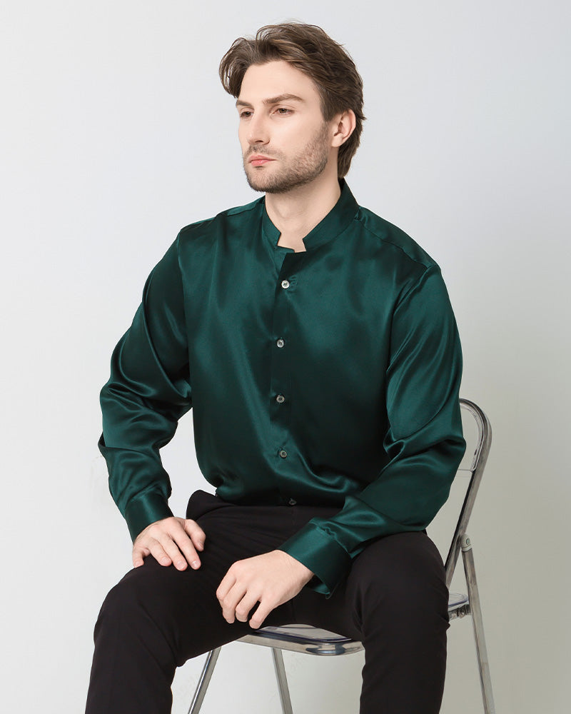 Premium Classic Silk Men's Button Down Dress Shirt - Formal & Business Attire for Office, Weddings & Special Occasions
