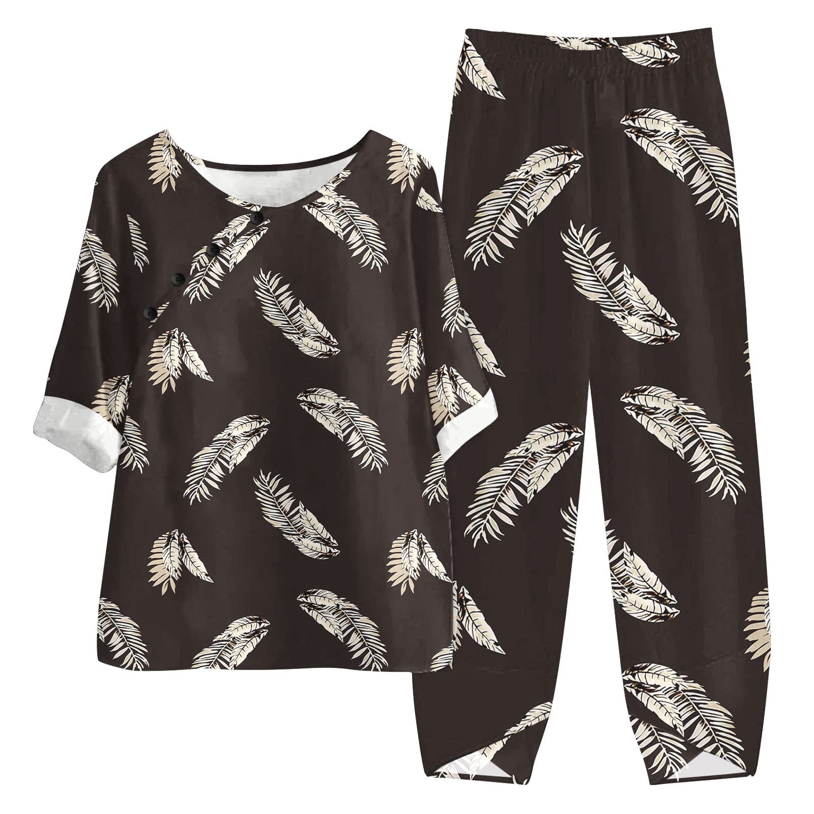 Women's 2-Piece Linen Lounge Set - Extra Long Pants & Top for Tall & Plus Size - Maternity Friendly Casual Outfit | Perfect for Home Relaxation, Yoga & Travel Comfort