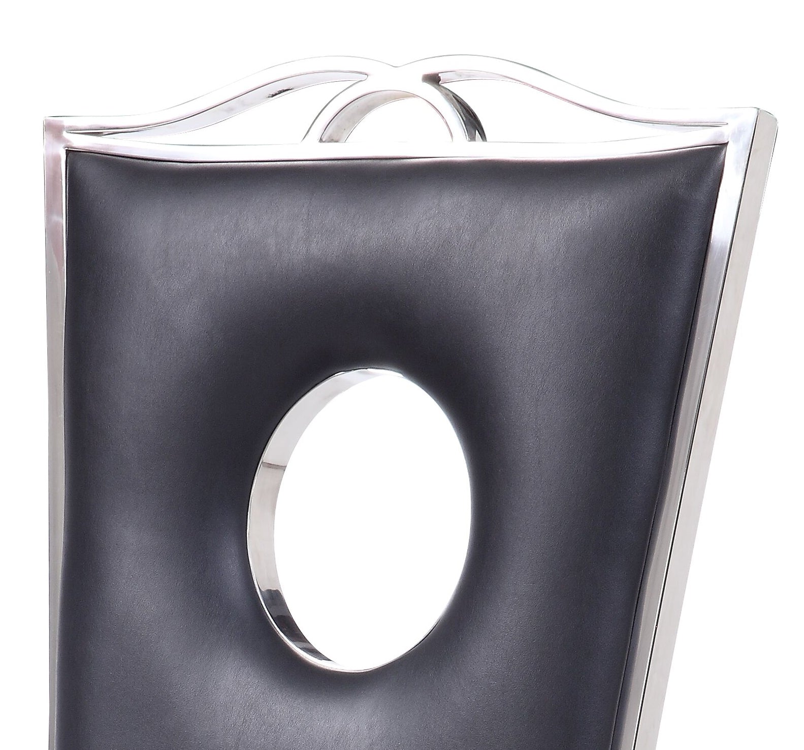 Modern Black & Stainless Steel Dining Chairs with Cutout Back Design - Set of 2 Contemporary Kitchen Chairs for Dining Room, Breakfast Nook or Office Workspace