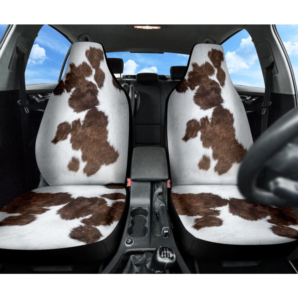 Premium Brown Cowhide Print Custom Car Seat Covers - Perfect Gift for Car Enthusiasts | Ideal for SUVs, Trucks & Sedans | Durable & Stylish Protection