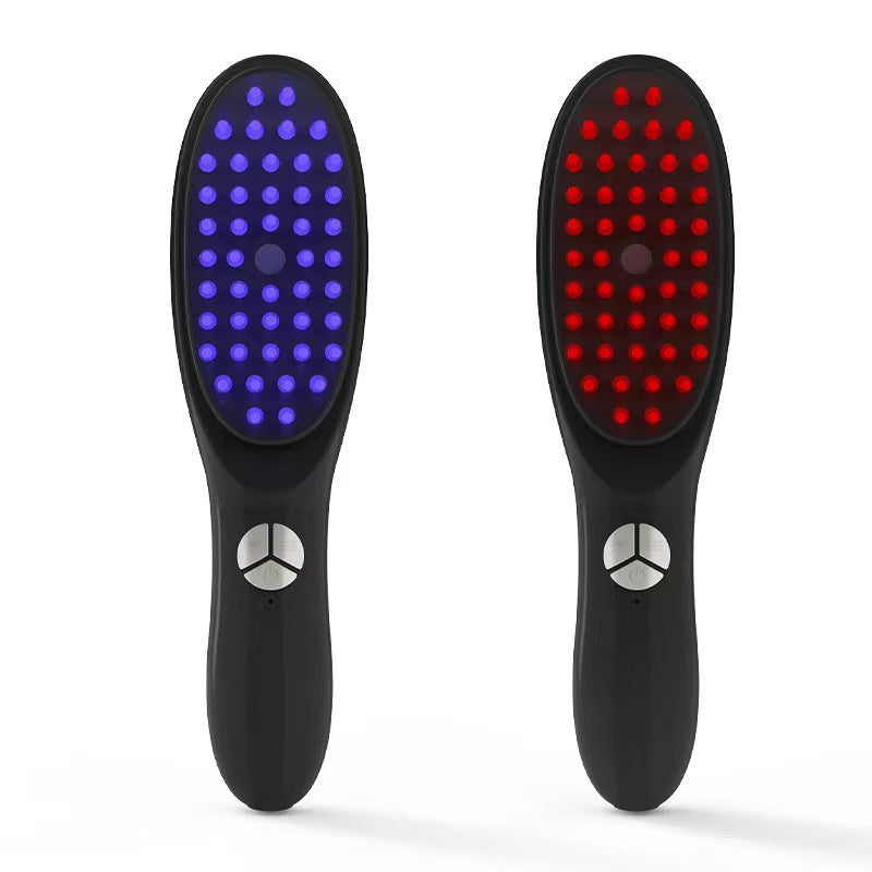 Vibrating Hair Care Comb with Red & Blue Light Therapy for Scalp Massage and Hydration - Perfect for Home Use, Salon Treatments, and Daily Hair Growth Stimulation