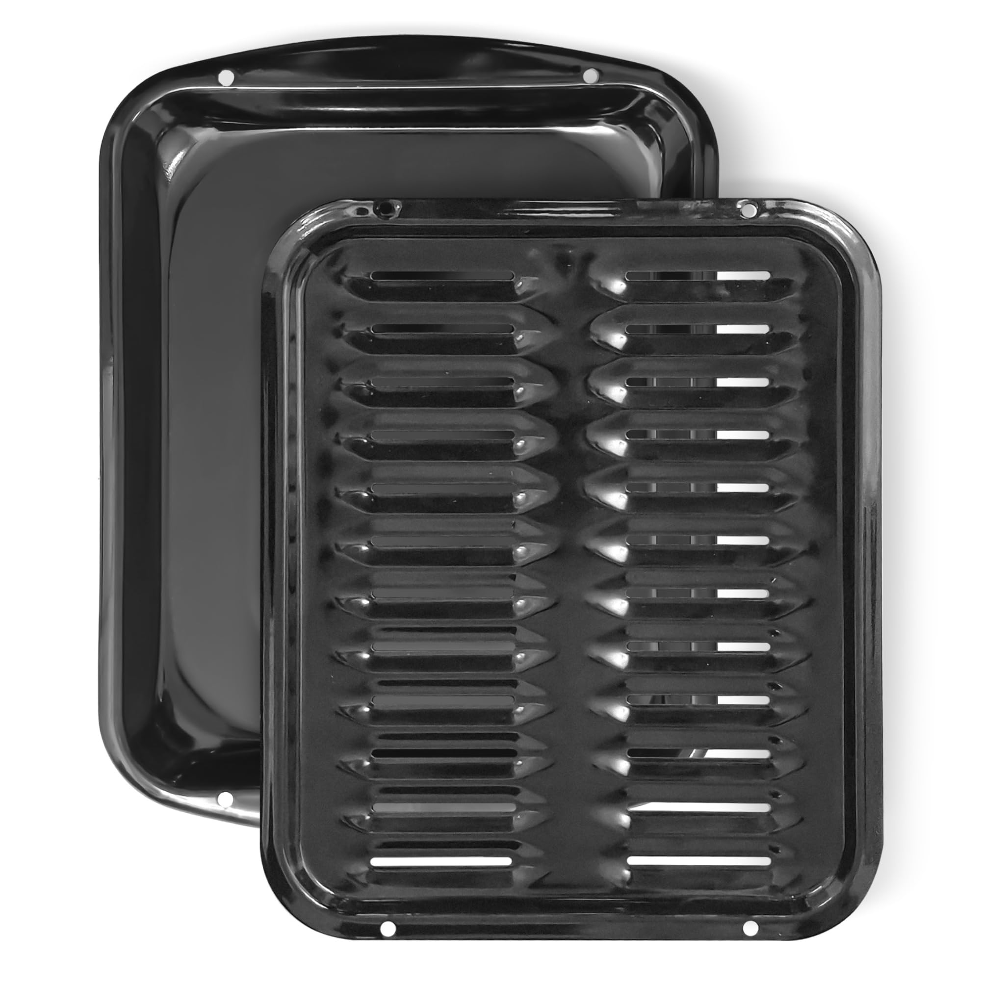 Nonstick Porcelain Coated Broiler Pan for Oven - 16.75” x 12.75” Frigidaire 5304494997 Replacement Broiling Pan with Rack, Heat Circulating & Fat Draining Design, Up to 550°F - Perfect for Roasting, Grilling & Baking Meats, Vegetables & More