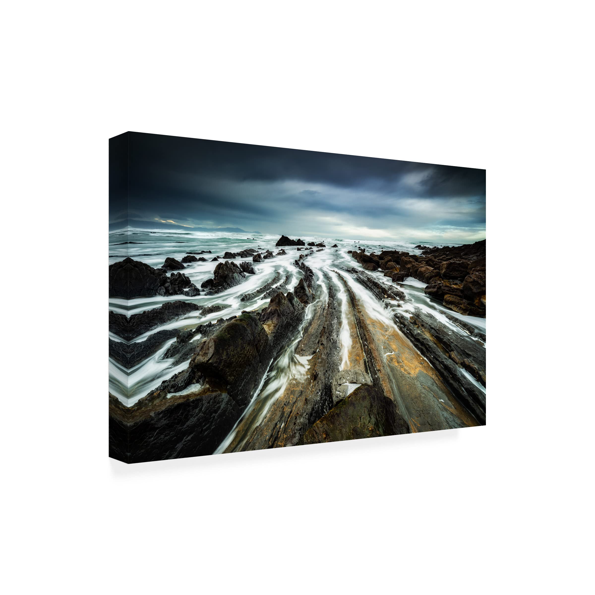 Trademark Fine Art 'Dragon Skin Beach' Canvas Wall Art by Andrei Ionut Dascalu - Stunning Coastal Landscape Painting for Living Room, Bedroom & Office Decor