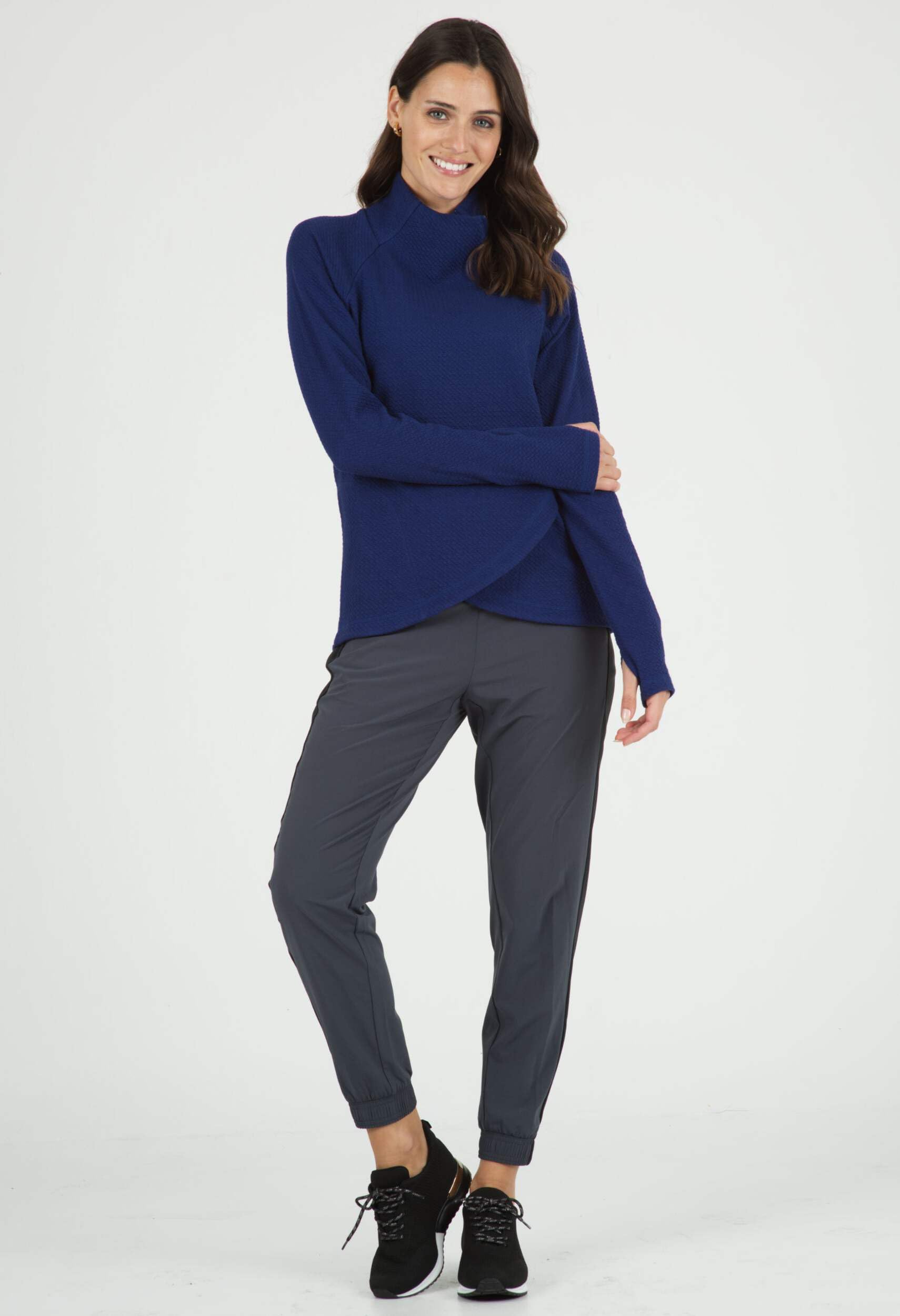 IBKUL Women's Athleisure Wear Stain Resistant Popcorn Stitch Asymmetrical Zip Pullover Sweatshirt - Comfortable Casual Jacket for Workout, Yoga & Daily Wear