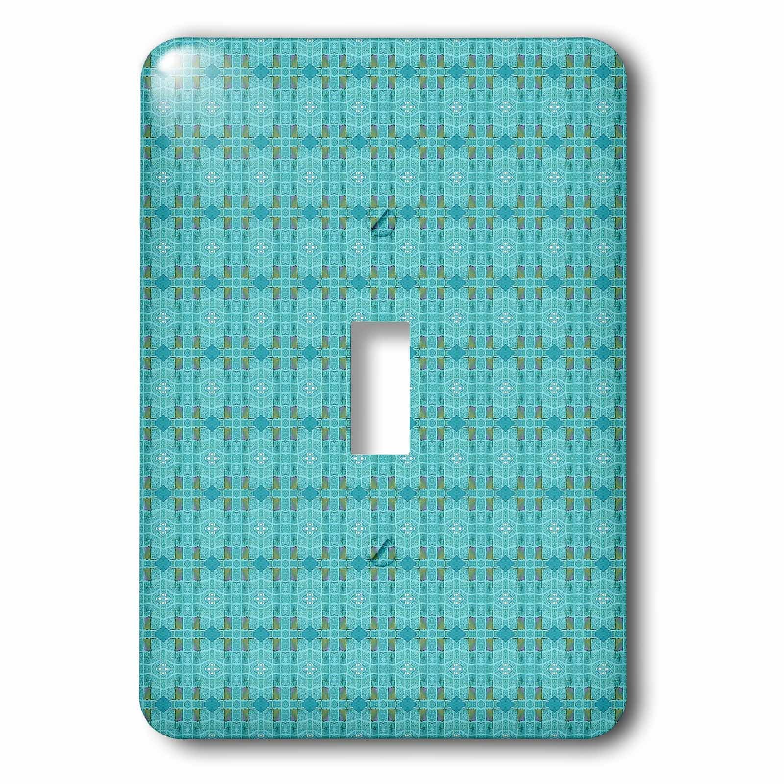 3D Rose Turquoise and Beige Diamond Pattern Light Switch Cover - Decorative Wall Plate for Bedroom, Living Room, Nursery & Home Decor