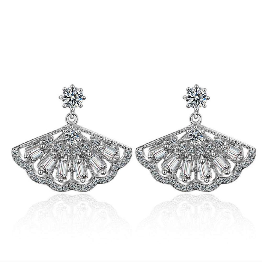 925 Sterling Silver Diamond Butterfly Fan Earrings for Women - Elegant Needle Earrings for Dance, Party & Everyday Wear