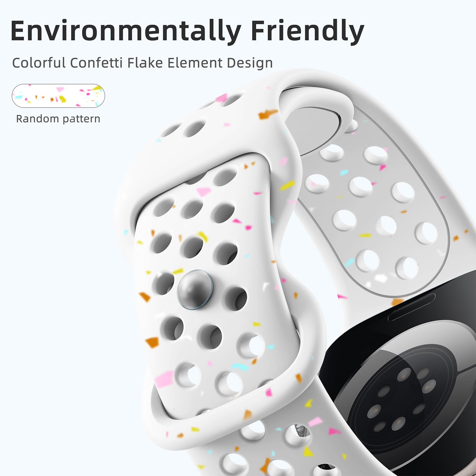 Eco-Friendly Apple Watch Bands for Women & Men - Compatible with iWatch Ultra 2, Series 9/8/7/6/5/4/3/SE (40mm 38mm 44mm 42mm 41mm 45mm 49mm) - Breathable Sport Replacement Straps for Workouts & Daily Wear