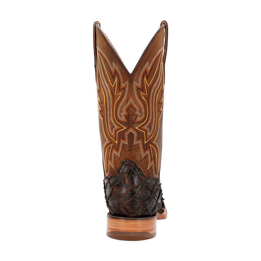 Premium Exotic Dark Brown Pirarucu Leather Western Boots for Men - Stylish Cowboy Boots for Rodeo, Country Dancing & Western Fashion