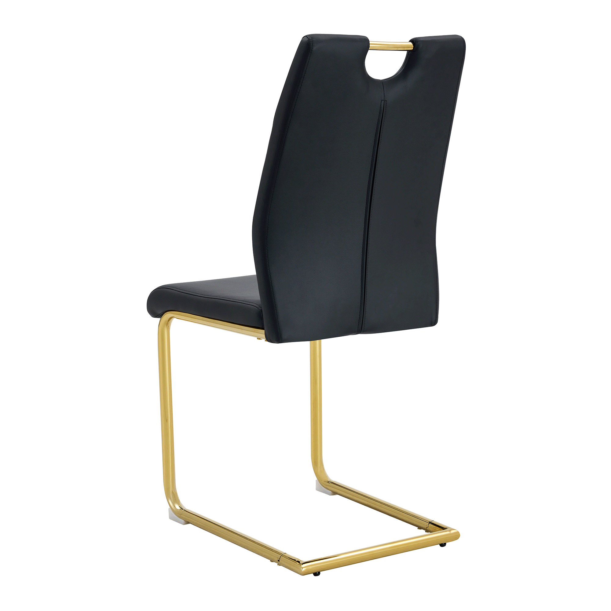 Modern Black PU Dining Chairs Set of 6 - Elegant Gold Metal Legs, Waterproof & Durable for Kitchen, Restaurant, Office - Perfect for Dining Room, Conference Room & Home Decor