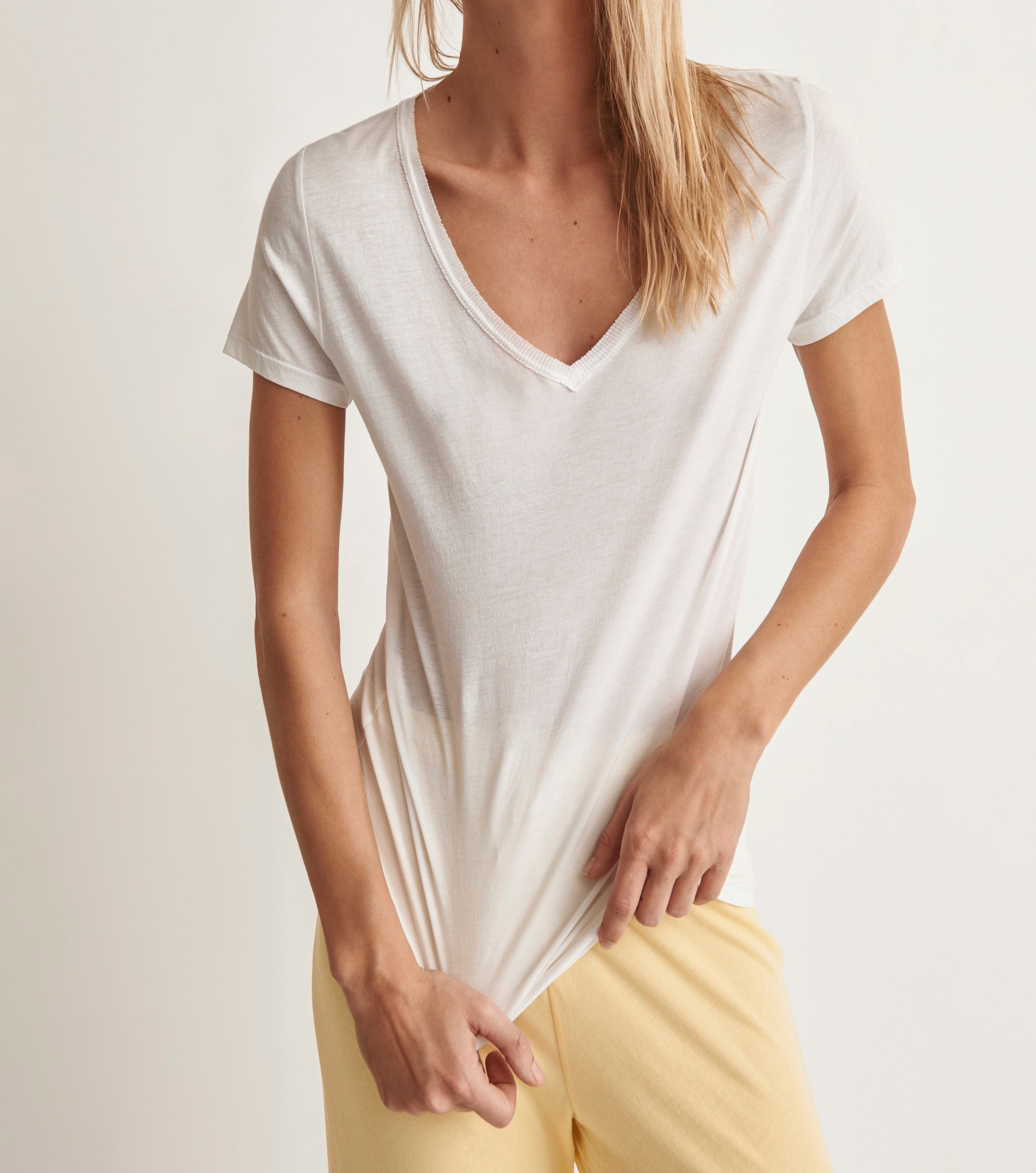 Women's V-Neck Easy Tee - Soft Comfortable Stretch T-Shirt for Casual Wear & Everyday Outfits | Perfect for Work, Travel & Relaxing