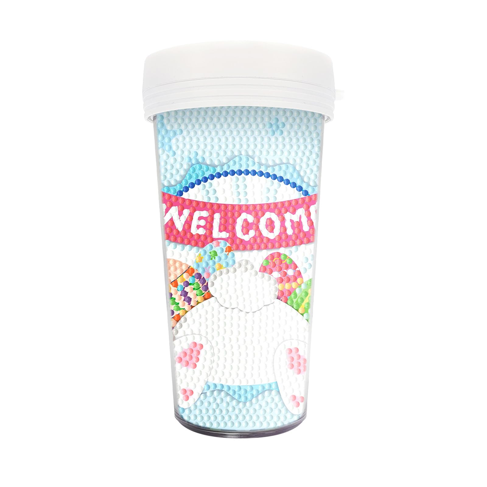 **Eimilaly DIY Diamond Painting Water Bottle for Kids - 16oz Easter Rabbit & Eggs Themed Acrylic Drink Mug - Creative Art Craft Gift for Boys & Girls - Perfect for Parties, Easter Gifts & Home Decor**