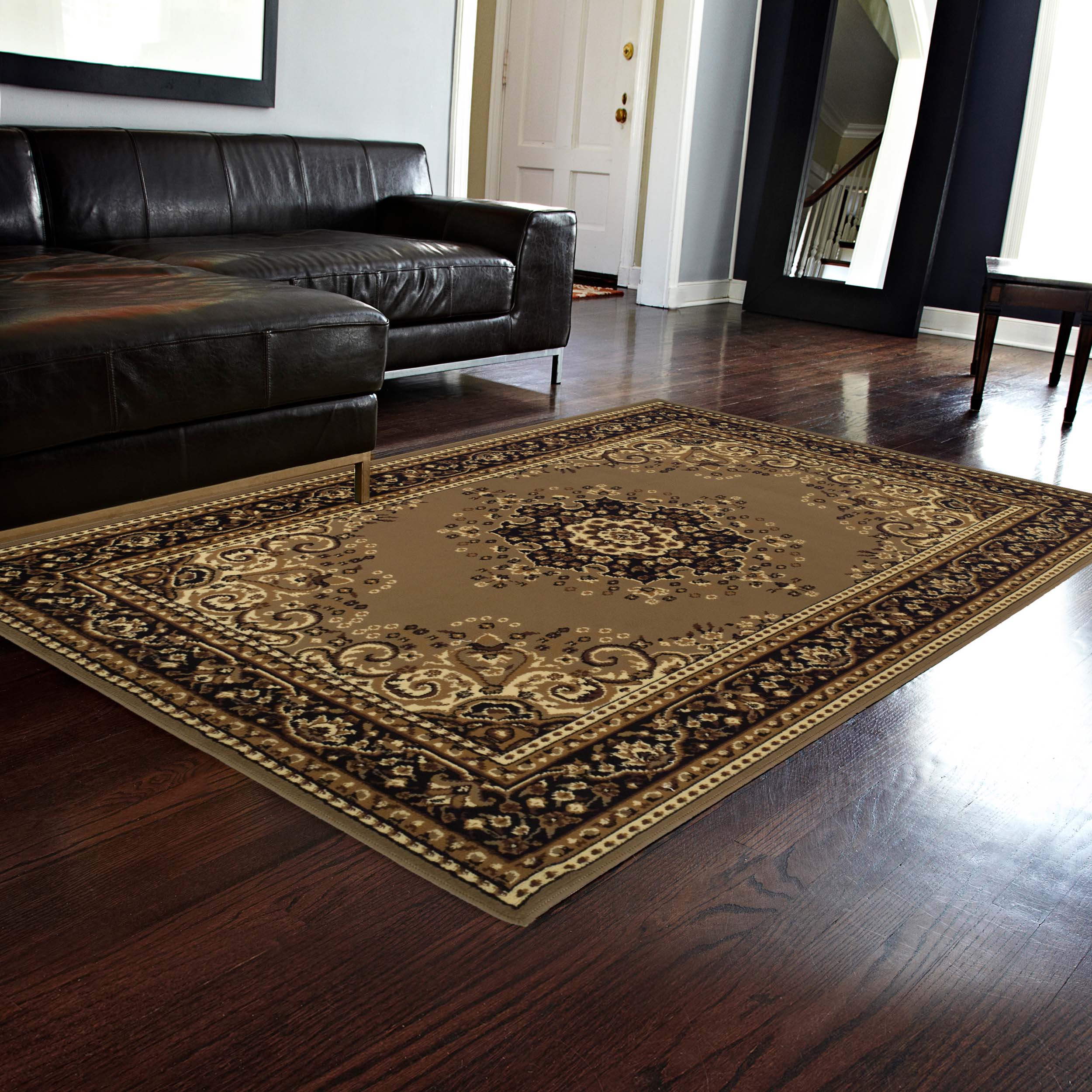 Leopold Formal Medallion Oriental Indoor Area Rug - Non-Slip Traditional Persian Design Runner Rug for Living Room, Bedroom & Hallway Decor