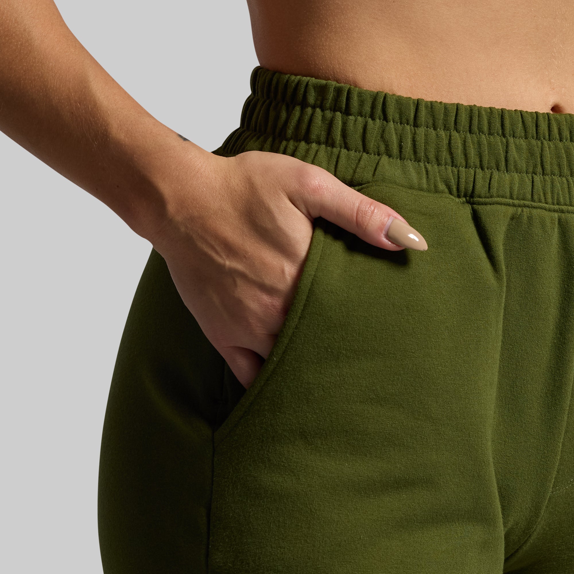 Women's High-Waist Unmatched Shorts - Military Green | Comfortable Workout & Lounge Shorts for Yoga, Running & Casual Wear