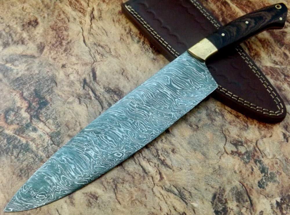 Premium Handmade Damascus Steel Chef Knife - Custom High-Carbon Kitchen Knife with Natural Wood Handle - Perfect for Cooking, Slicing & Professional Culinary Use