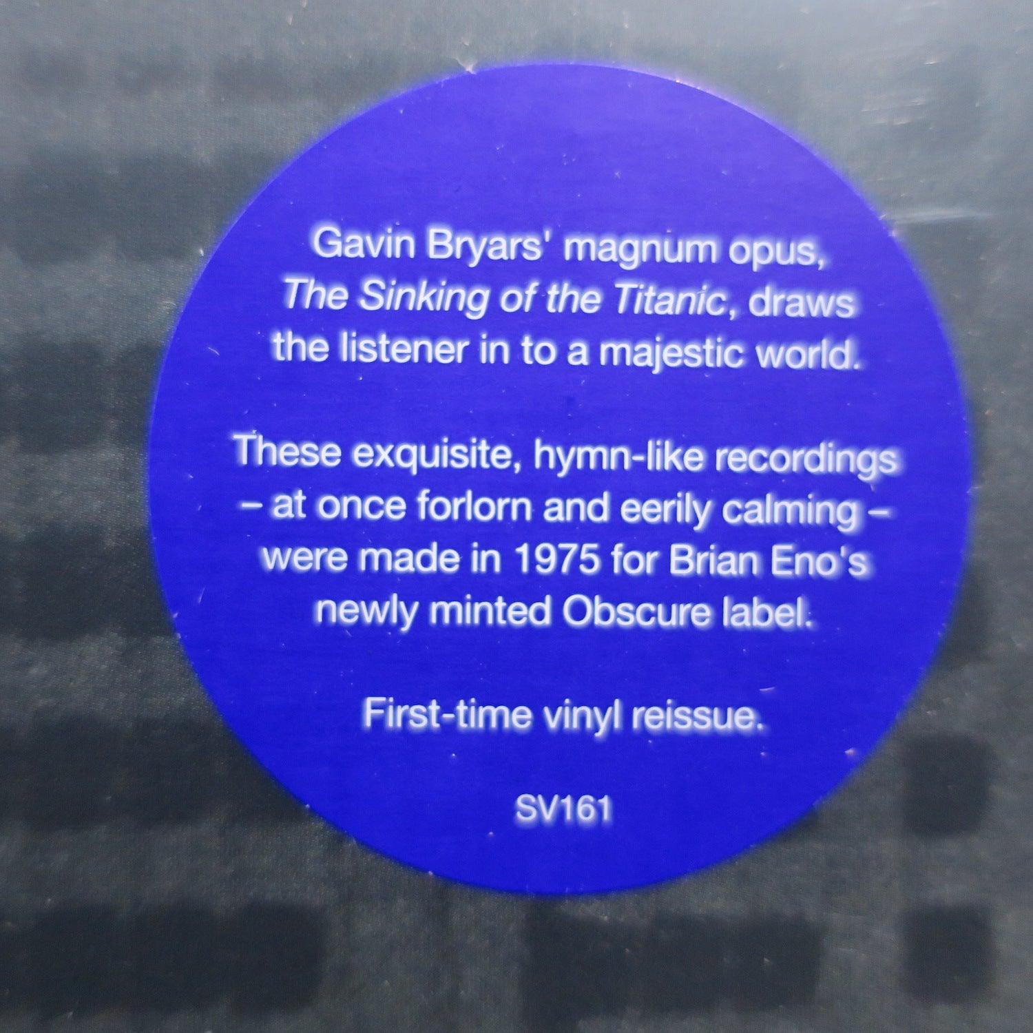 GAVIN BRYARS 'Sinking Of The Titanic' Vinyl LP Record - 1975 Ambient Minimalist Music - Perfect for Relaxation, Meditation & Vinyl Collectors