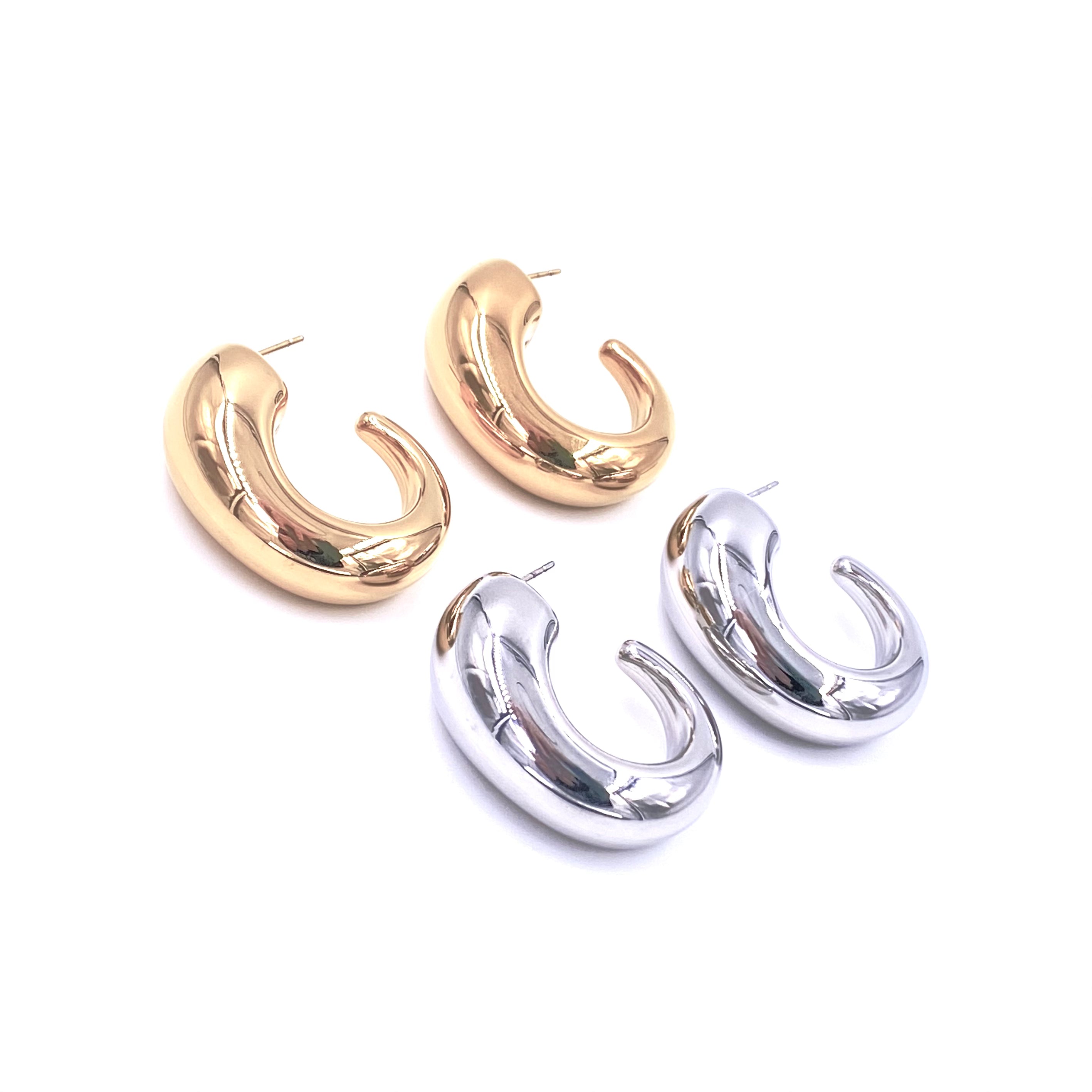 Ashley Gold Stainless Steel Gradual Puff Hoop Earrings for Women - Trendy Statement Jewelry for Parties, Dating & Everyday Wear