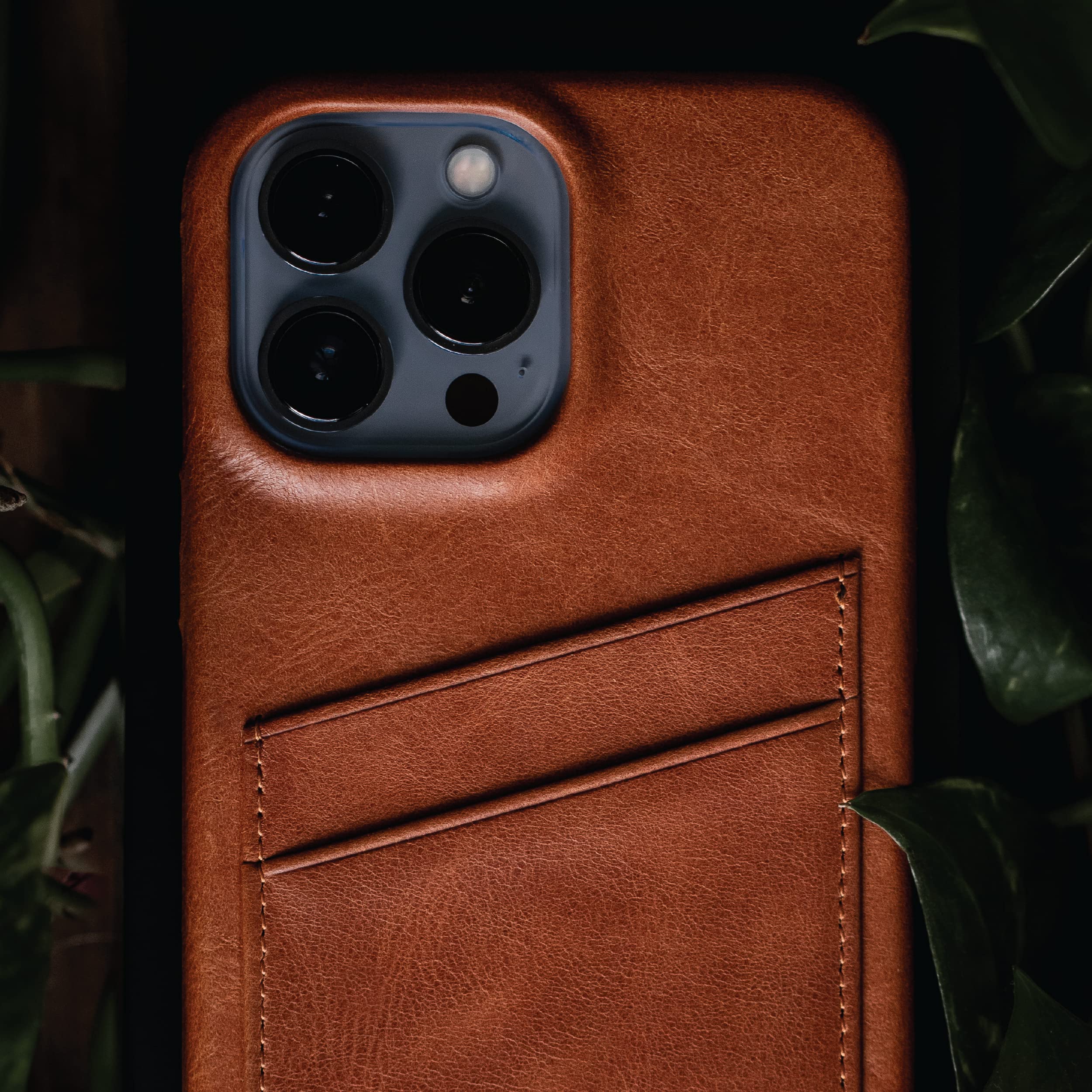 Premium Leather iPhone 13 Pro Case - Bullstrap Sienna Brown Portfolio Phone Cover | Durable Protection for Business & Travel | Compatible with Apple iPhone 13 Pro