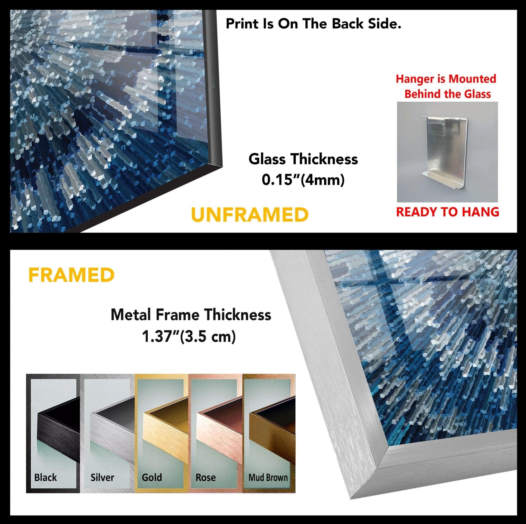 Abstract Blue Textured Glass Wall Art - Modern Handmade Home Decor for Living Room, Bedroom & Office - Unique 3D Wall Sculpture for Contemporary Interior Design