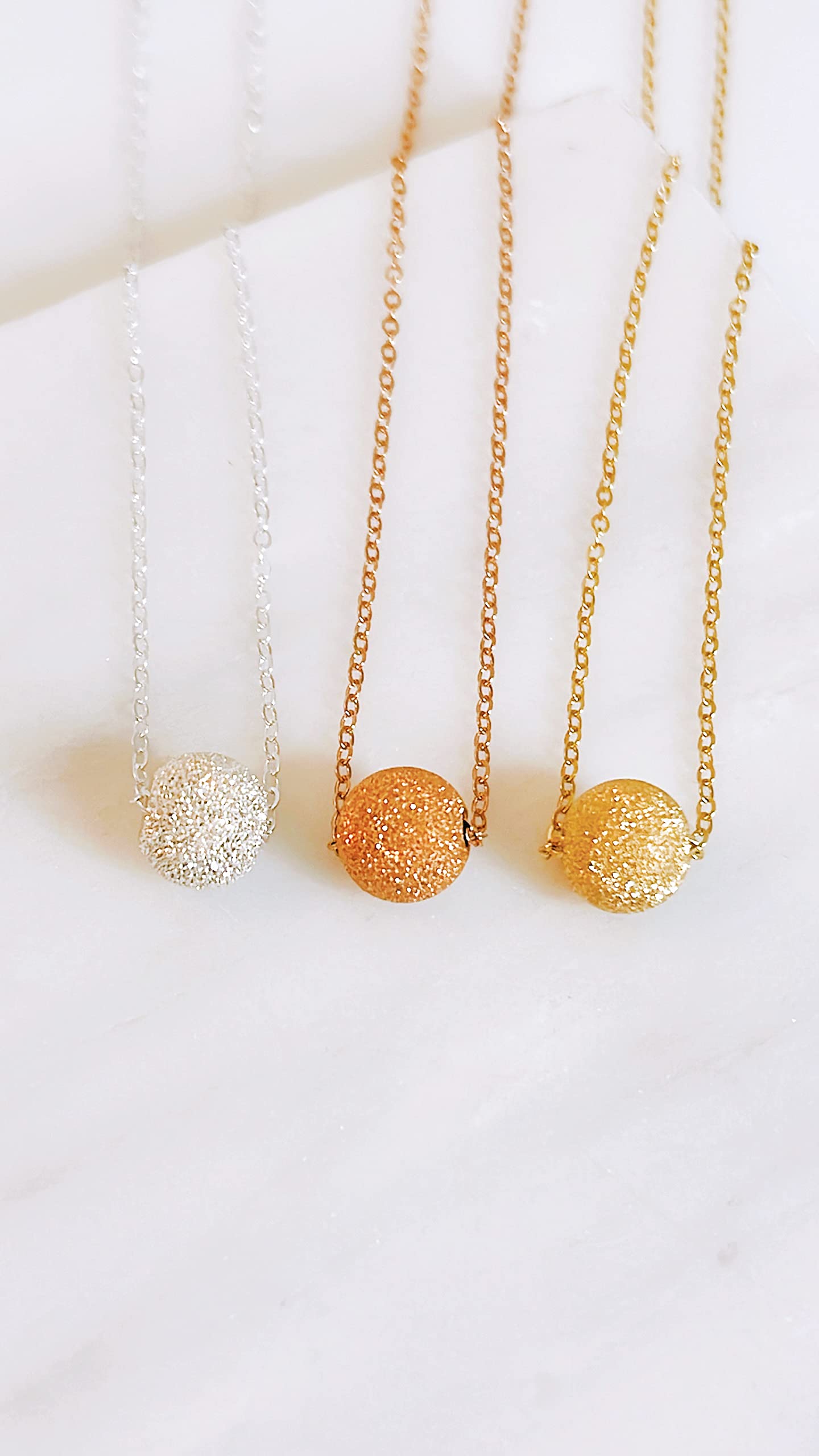 Rose Gold Stardust Necklace & Minimalist Gold Layering Necklace Set - Dainty Silver Ball Pendant Jewelry for Women, Perfect Bridesmaid Gift for Weddings, Anniversaries & Everyday Elegance