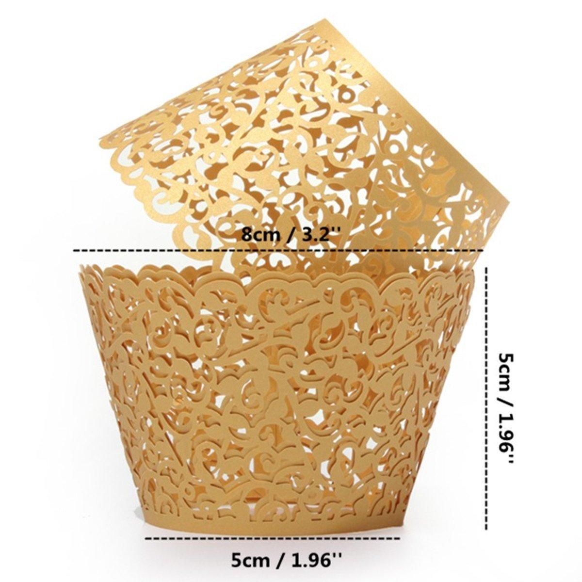 60-Pack Filigree Little Vine Lace Laser Cut Cupcake Wrappers - Premium Baking Cup Liners & Muffin Cases for Wedding, Birthday Party Decorations (Blue) - Perfect for DIY Desserts, Tea Parties & Special Occasions