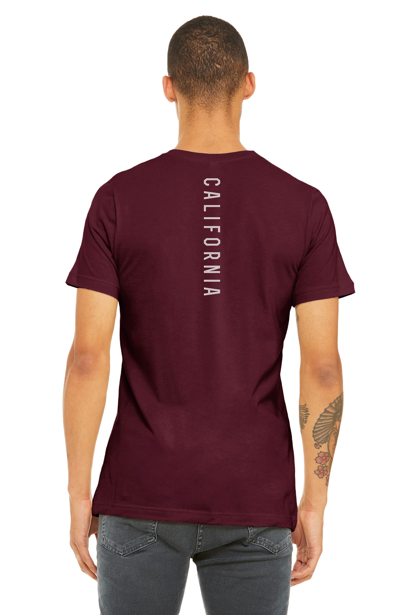Daxton Adult Unisex California Script T-Shirt - Vertical Back Print - Casual Streetwear for Men & Women - Perfect for Outings, Travel & Everyday Wear