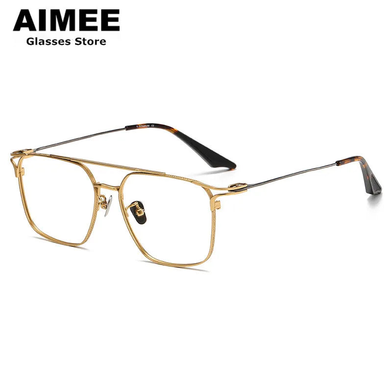 Aimee Unisex Full Rim Square Double Bridge Titanium Eyeglasses 81000 - Lightweight Durable Frame for Reading, Work & Everyday Use