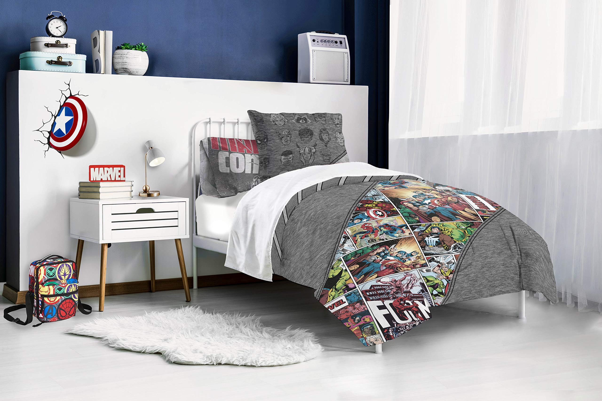 Jay Franco Marvel Comics 80th Anniversary Twin Comforter & Sham Set | Super Soft Reversible Kids Bedding | Fade Resistant Microfiber | Official Marvel Licensed Product | Perfect for Kids' Rooms, Sleepovers & Marvel Themed Decor
