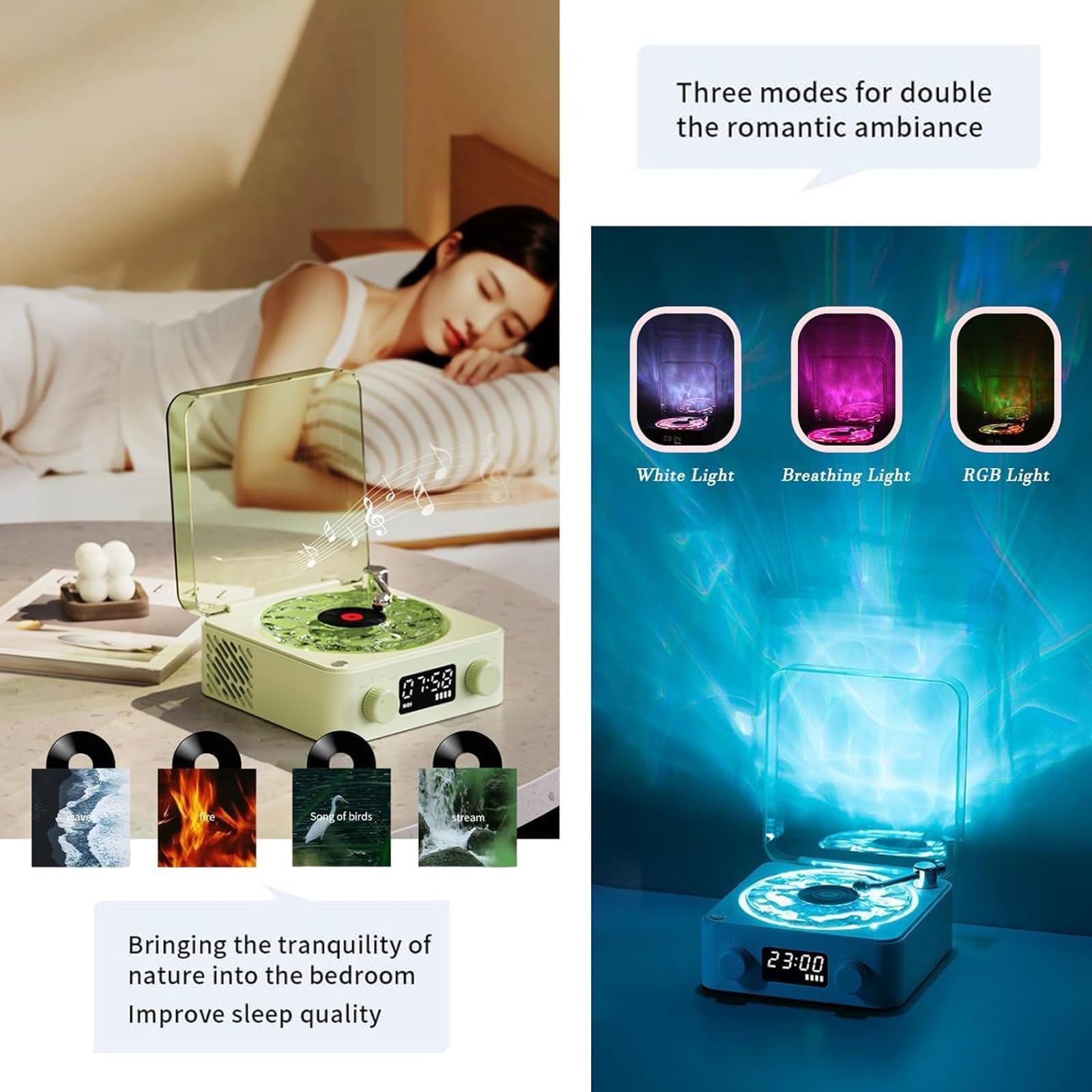 YZHYYDS Vinyl Record Player with 4 Play Modes & Adjustable Ambient Lights - Digital Display, Volume Control for Bedroom, Office & Party | Perfect for Music Lovers, Home Decor & Entertainment