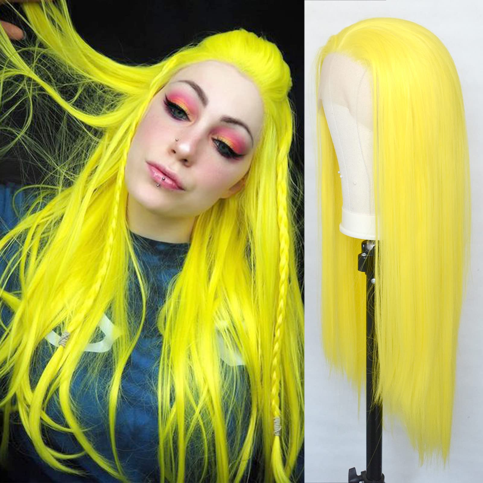 Lemon Yellow Lace Front Wig 22
