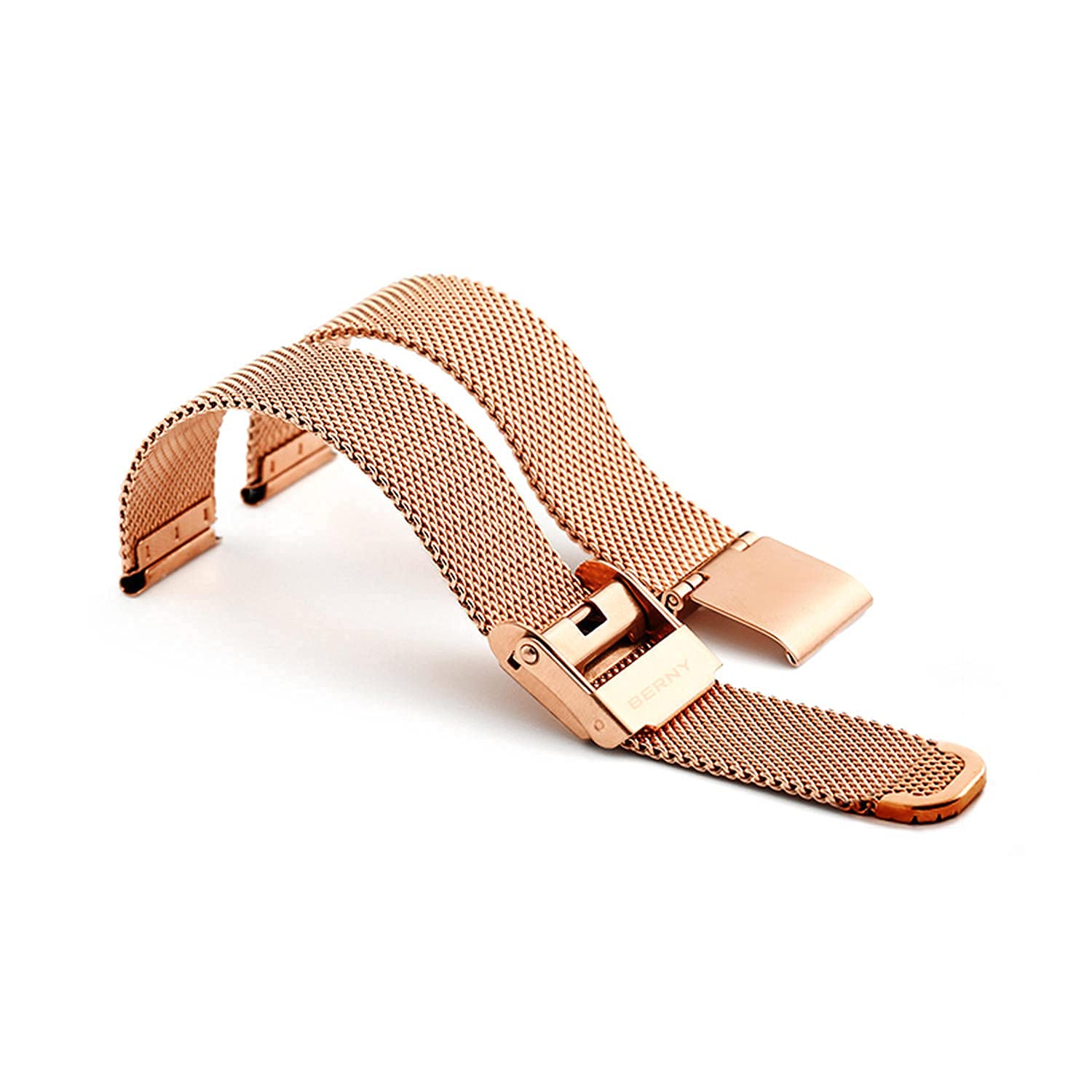 BERNY Women's Rose Gold Minimalist Quartz Watch - Ultra-Thin Two-Hand Design with Mesh Strap, Waterproof Fashion Wristwatch for Everyday Wear, Office & Special Occasions
