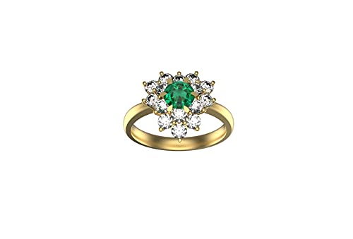 Sametrue 14K Solid Gold Raw Emerald & Diamond Ring - May Birthstone, Green Gemstone Wedding & Engagement Ring for Women | Perfect for Anniversaries, Proposals & Special Occasions