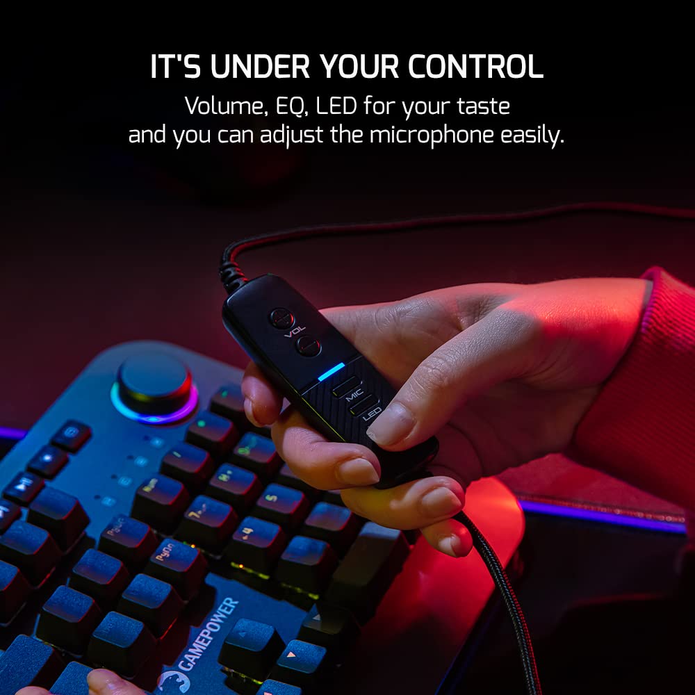GAMEPOWER Mei 7.1 RGB Gaming Headset with 50MM Drivers & Noise Cancelling Mic - Compatible with PS5, PS4, PC - Perfect for Competitive Gaming & Immersive Audio Experience