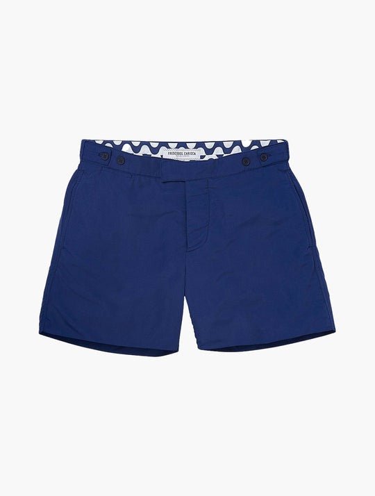 FRESCOBOL CARIOCA Men's Tailored Swim Shorts - Navy Blue Quick-Dry Beach Shorts for Swimming, Surfing & Vacation
