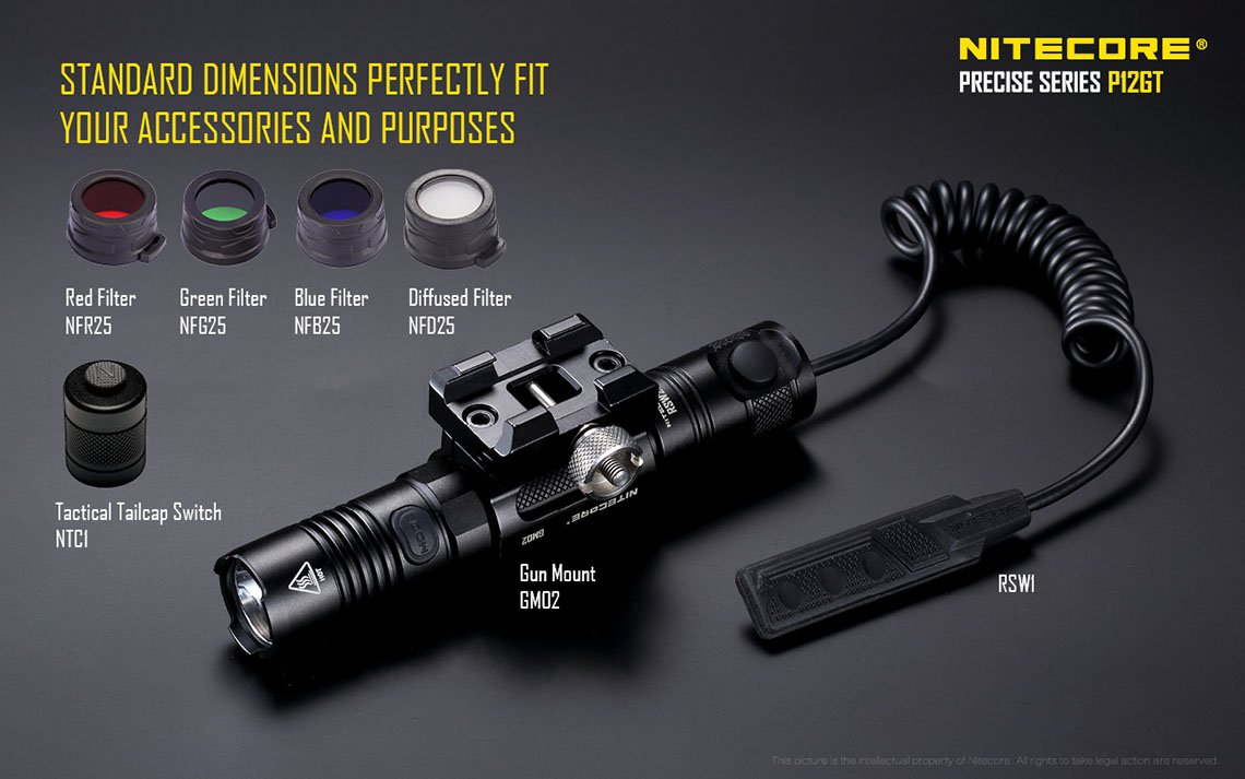 NiteCore P12GT 1000 Lumen LED Flashlight with NL183 Battery & 2 Premium Photo Batteries - High Power Tactical Flashlight for Camping, Hiking, Emergency, and Outdoor Adventures