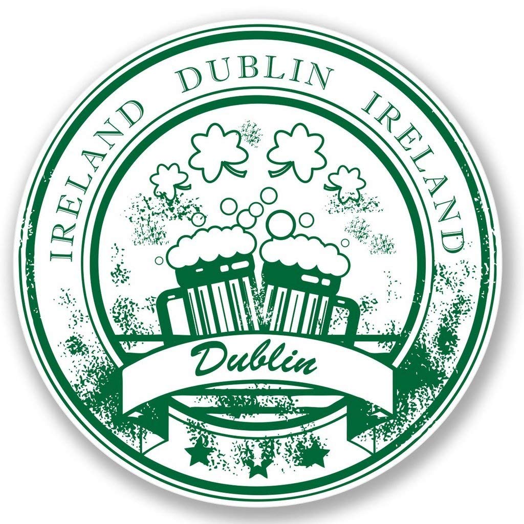 Dublin Ireland Vinyl Sticker Decal - Waterproof Laptop, Car Bumper, Luggage Sticker - Travel Souvenir & Fun Decoration (5 Inch) - Perfect for Laptops, Cars, Suitcases & Travel Accessories
