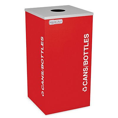 Ex-Cell Kaleidoscope Collection Half Round Recycling Bin with Bottle & Can Lid - Red - Perfect for Kitchen, Office, or Outdoor Waste Sorting