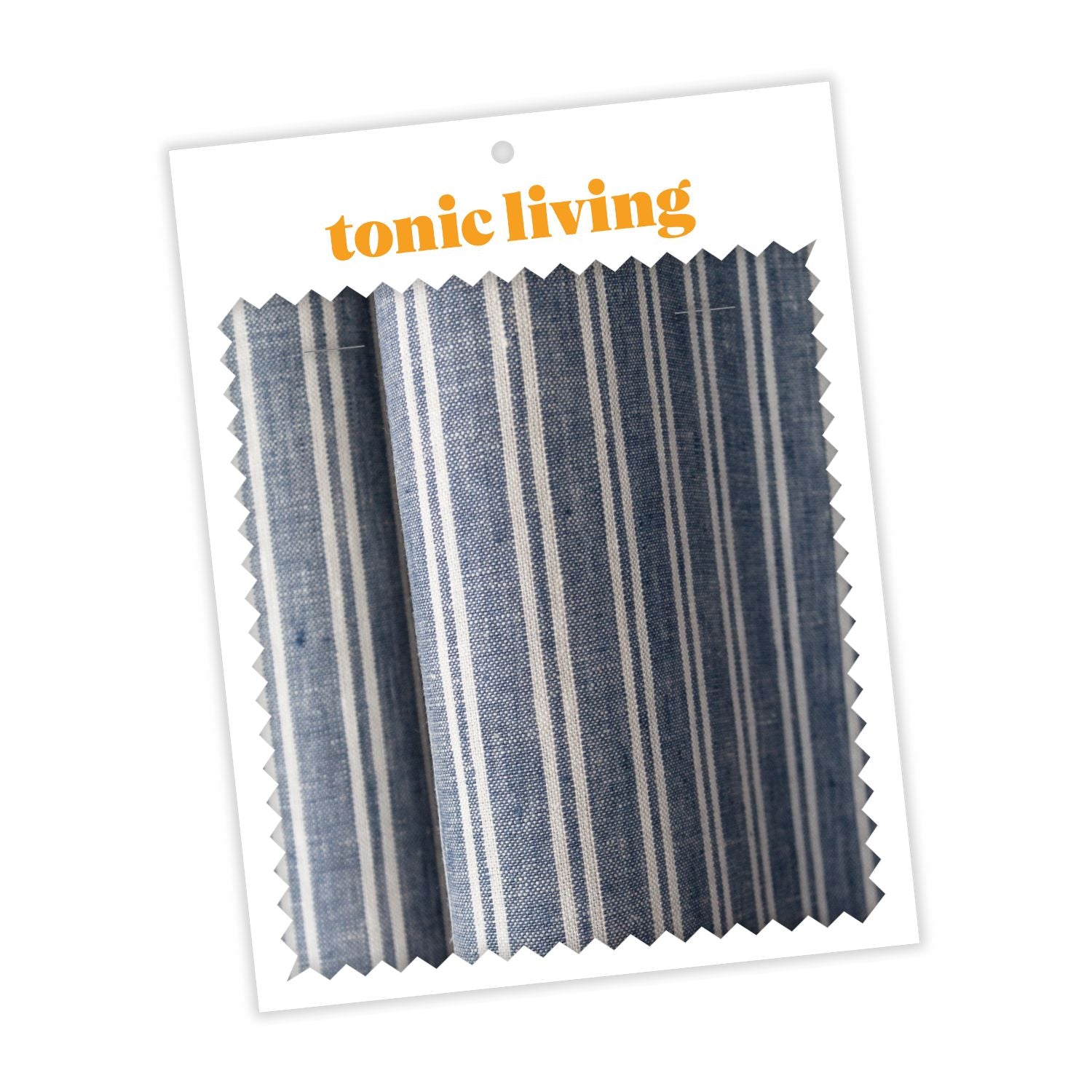 Lita Stripe French Blue and White Fabric Swatch - Perfect for Upholstery, Curtains, and DIY Home Decor Projects