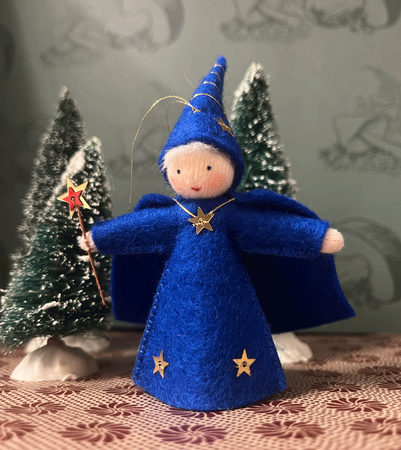 2023 White Wizard Waldorf Felt Doll - Handmade Fantasy Toy for Kids & Collectors | Perfect for Storytelling, Waldorf Education & Christmas Gifts